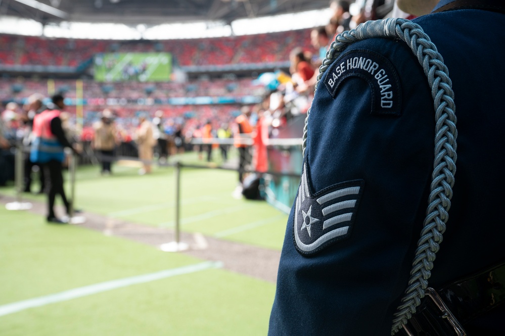 RAF Mildenhall Honor Guard participates in 2023 London NFL Game