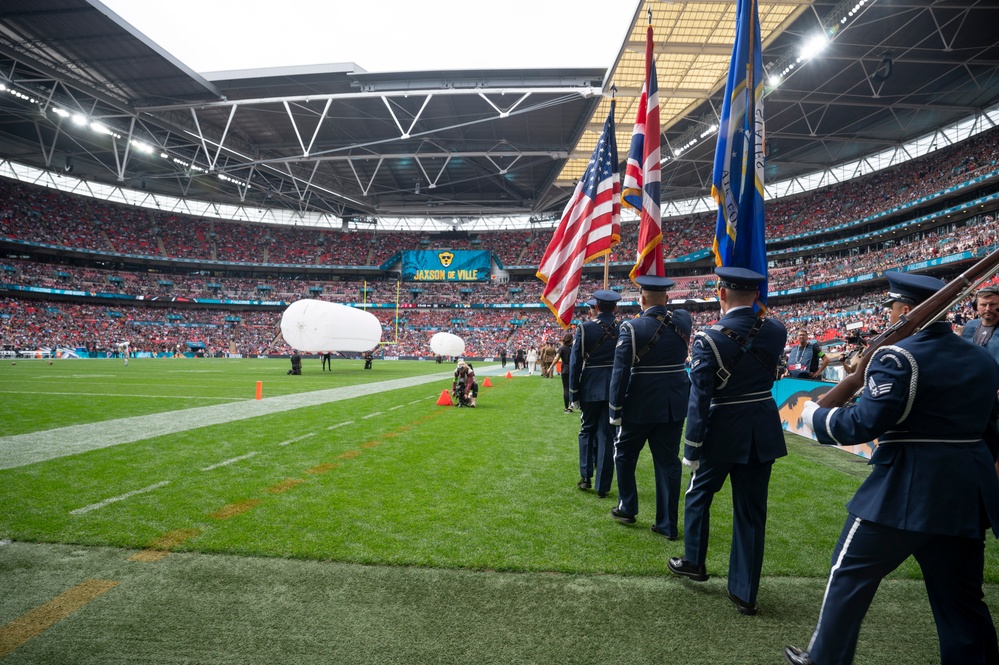 RAF Mildenhall Honor Guard participates in 2023 London NFL Game