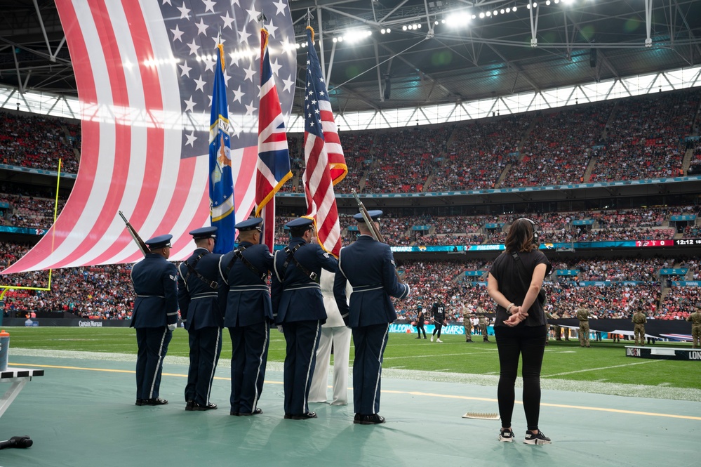 RAF Mildenhall Honor Guard participates in 2023 London NFL Game