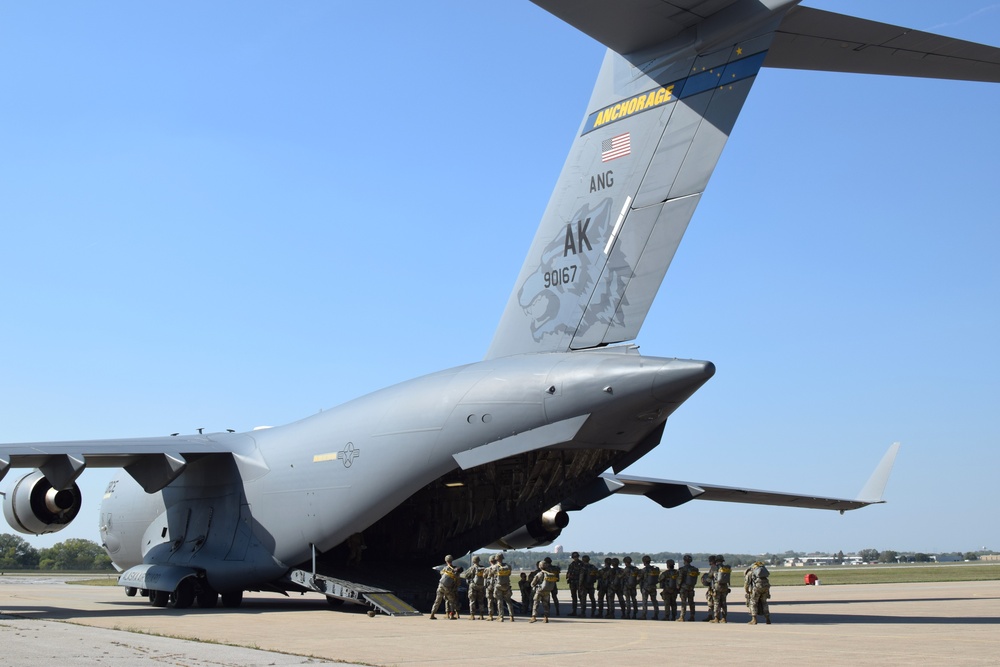 Pre-jump boarding C-17