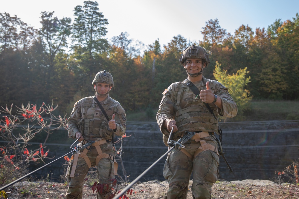 Soldiers with the 10th Mountain Division conducted a rappelling and rope management lane during Alpine Readiness Week, Oct. 3, 2023, on Fort Drum, New York.