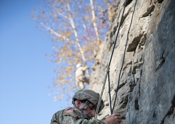 Soldiers with the 10th Mountain Division conducted a rappelling and rope management lane during Alpine Readiness Week, Oct. 3, 2023, on Fort Drum, New York.