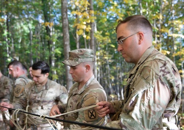 Soldiers with the 10th Mountain Division conducted a rappelling and rope management lane during Alpine Readiness Week, Oct. 3, 2023, on Fort Drum, New York.