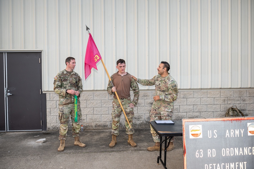 Fort Leonard Wood Soldiers march to honor Explosive Ordnance Disposal sergeant major