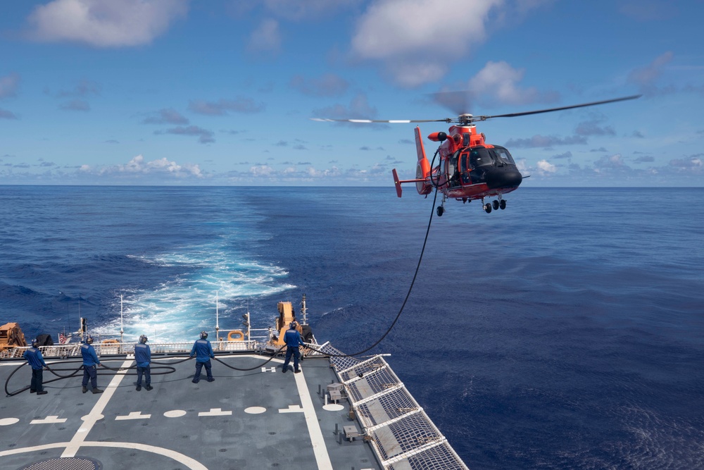 USCGC Munro Conducts Helicopter In-flight Refueling