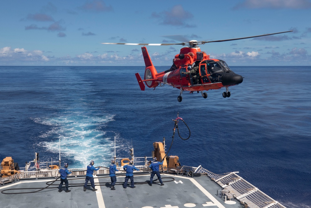 USCGC Munro Conducts Helicopter In-flight Refueling