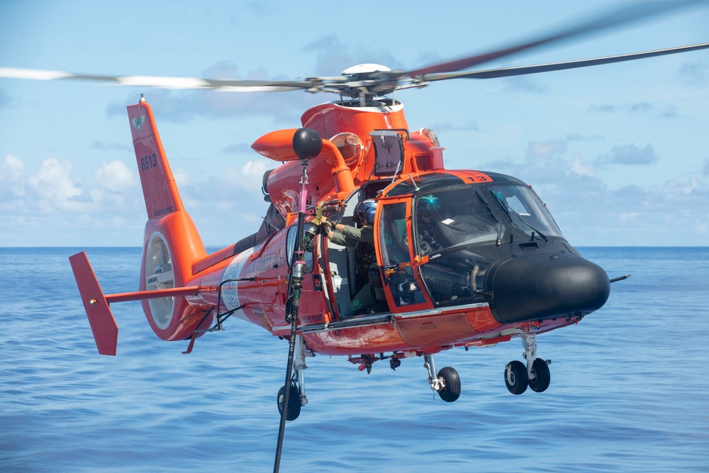 USCGC Munro Conducts Helicopter In-flight Refueling