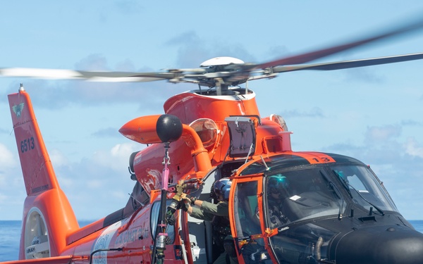 USCGC Munro Conducts Helicopter In-flight Refueling
