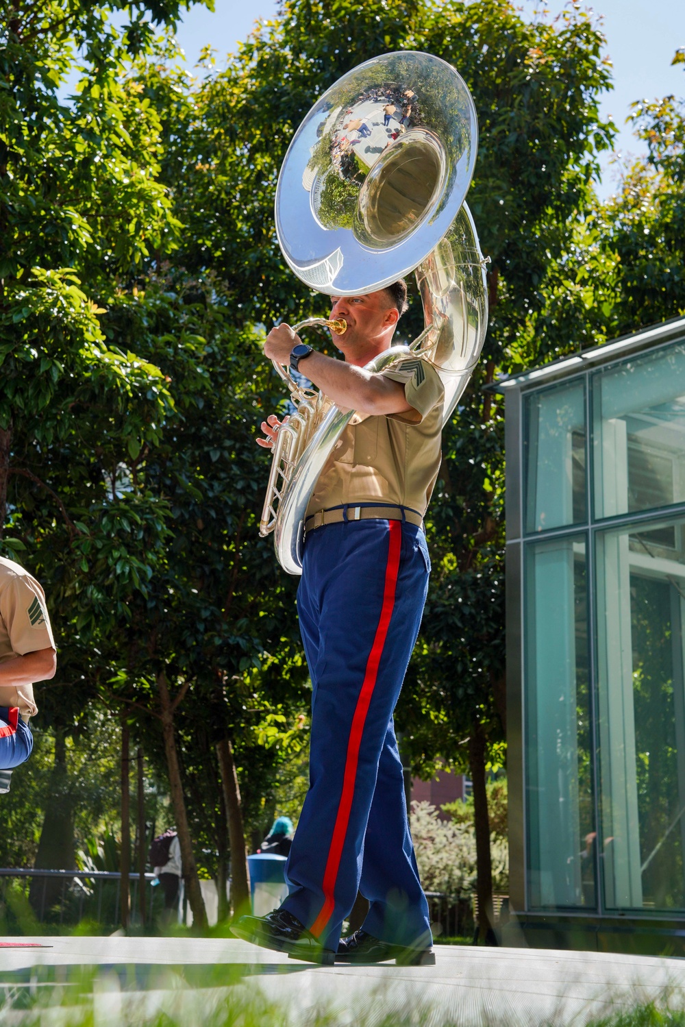 Old Breed Brass Band Performs at Salesforce Park Ampitheatre