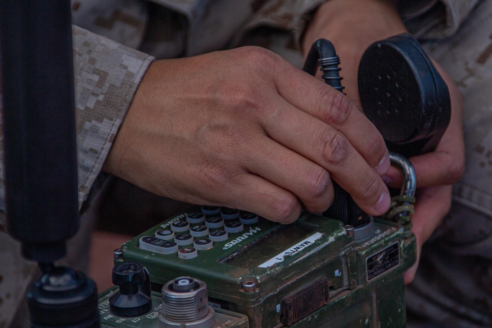Spectrum warfare Marines set up gear during WTI 1-24