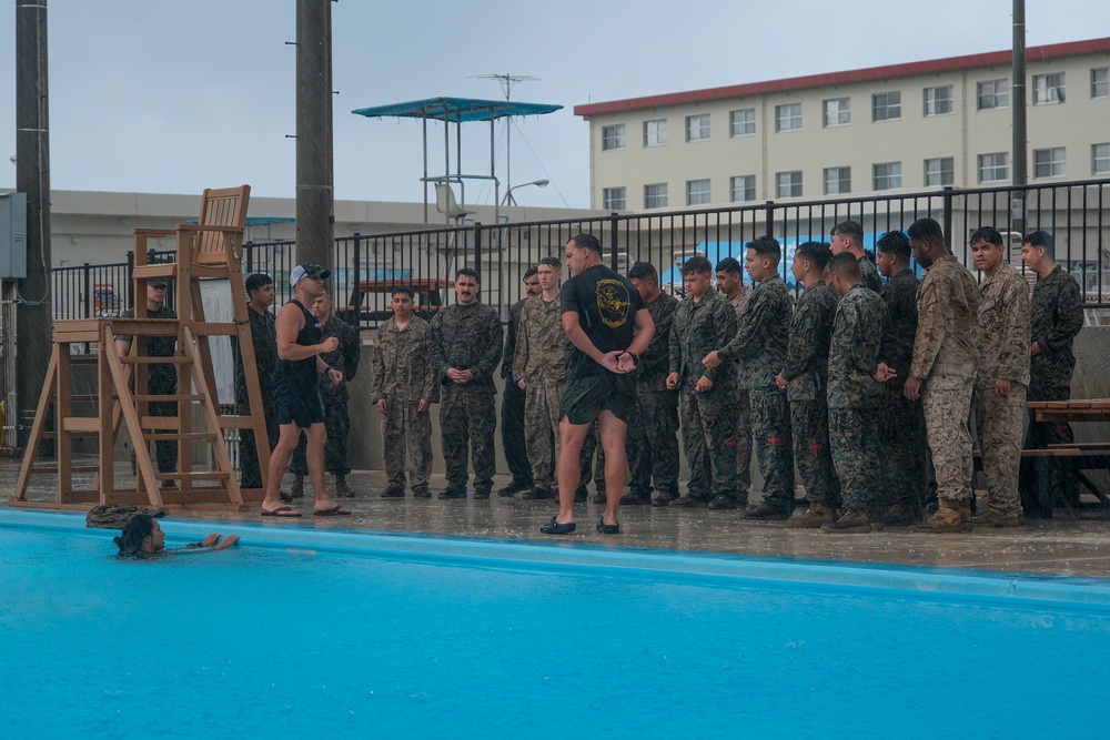 Marines with the 31st MEU conduct basic swim qualification