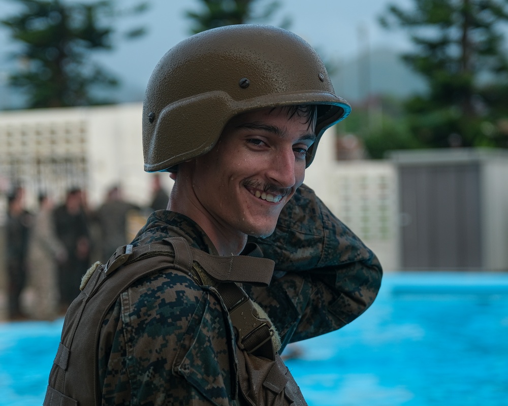 Marines with the 31st MEU conduct basic swim qualification
