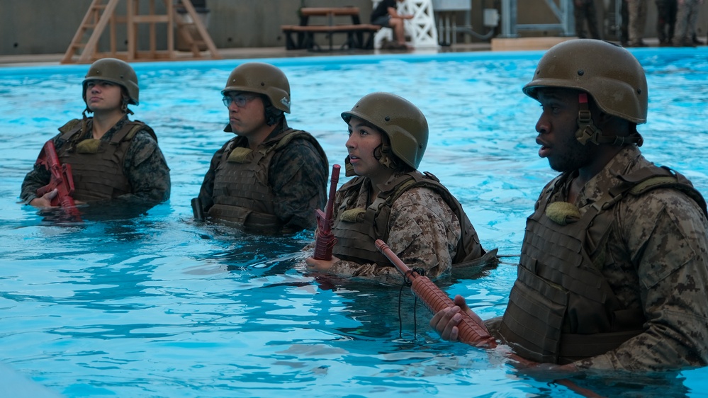 Marines with the 31st MEU conduct basic swim qualification