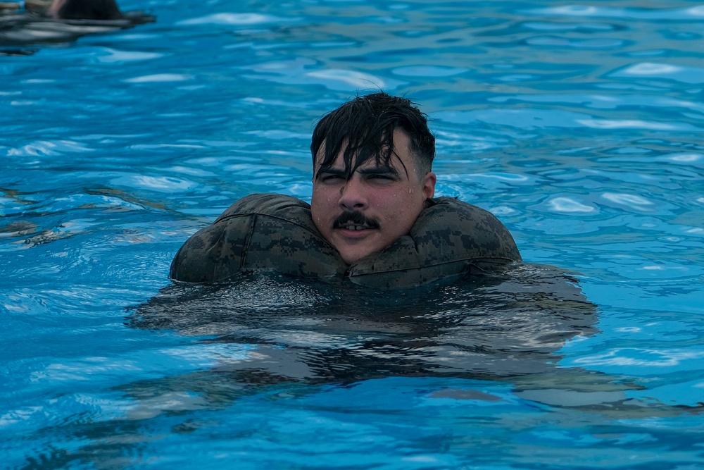Marines with the 31st MEU conduct basic swim qualification