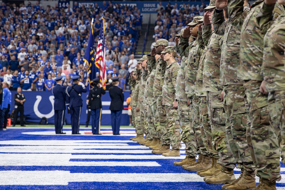 Soldiers and Airmen Support Opening Ceremonies for the Colts' Week 4 Game Against the Los Angeles Rams