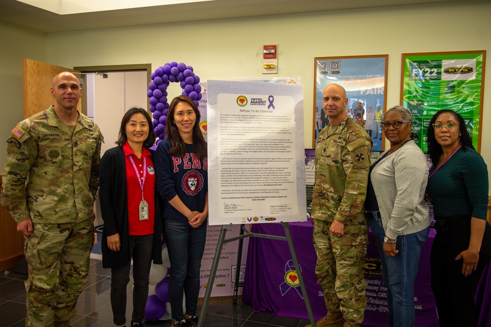 Leaders Raise Awareness for Domestic Violence Awareness Month at USAG Humphreys