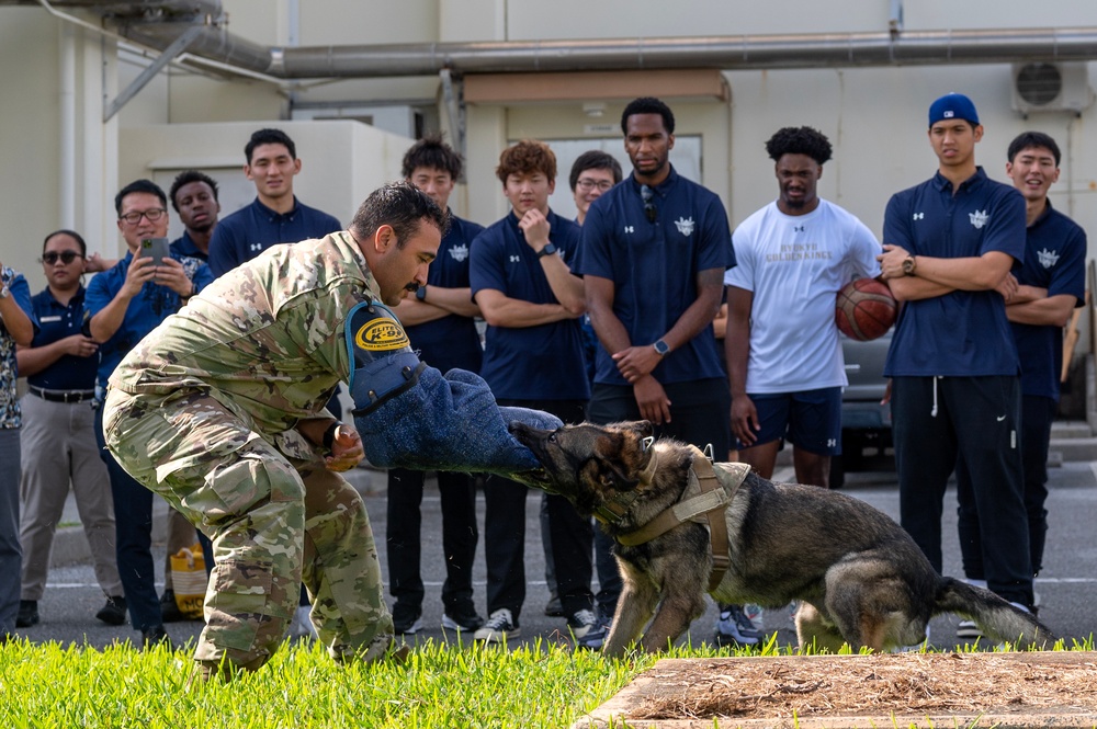 Ryukyu Golden Kings visit Kadena