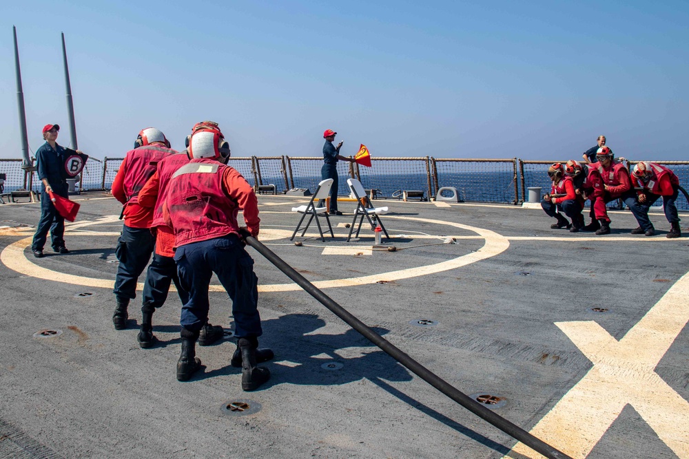 USS McFaul Conducts Flight Deck Firefighting Drill