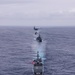 USS Ronald Reagan (CVN 76) steams in formation with guided-missile cruiser USS Antietam (CG 54), JMSDF destroyer JS Yuudachi (DD 103) and JMSDF frigate JS Noshiro (FFM 3)