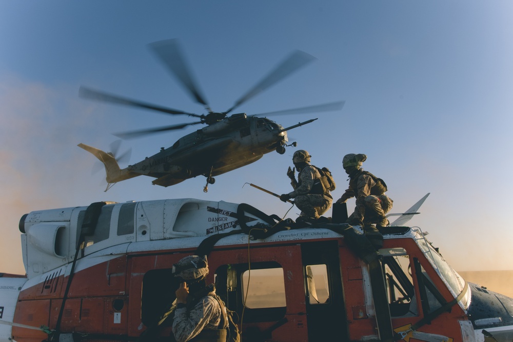 U.S. Marines attached to 8th Engineer Support Battalion Conduct Helicopter Support Team Operations