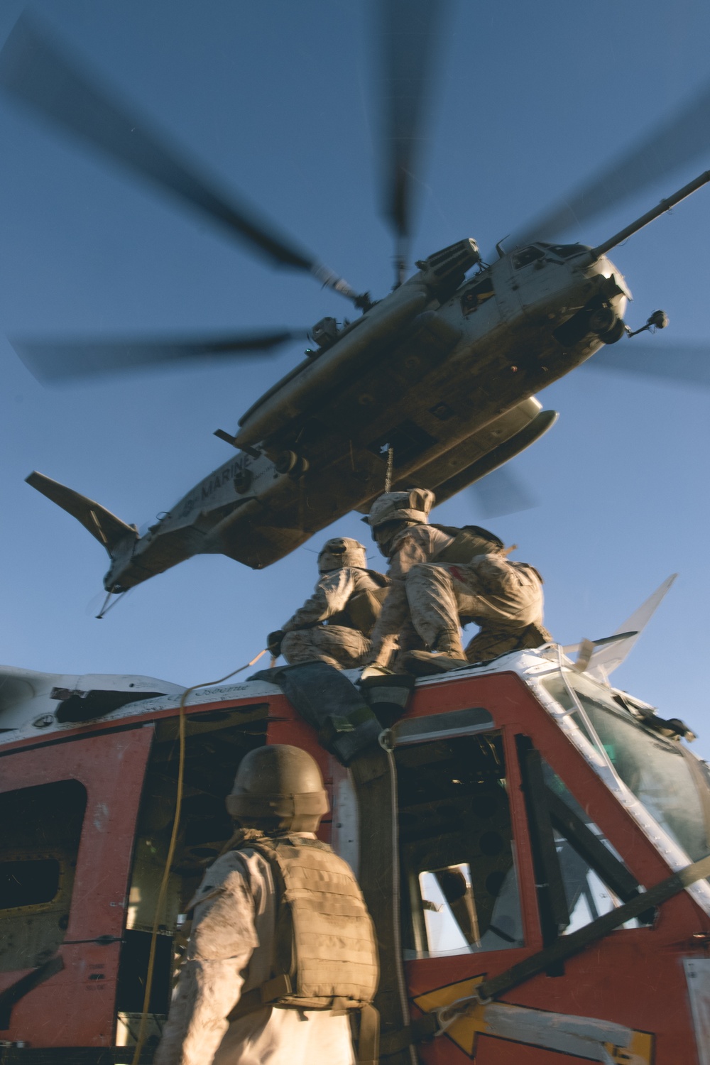 U.S. Marines attached to 8th Engineer Support Battalion Conduct Helicopter Support Team Operations