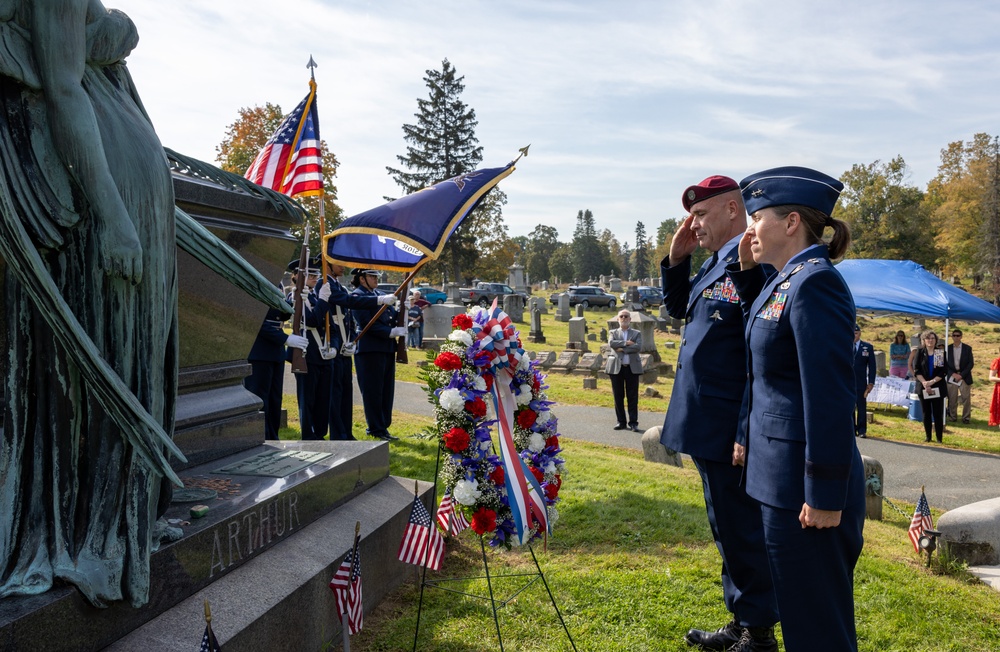 NY Air Guard Commander honors President Chester Arthur outside Albany, NY