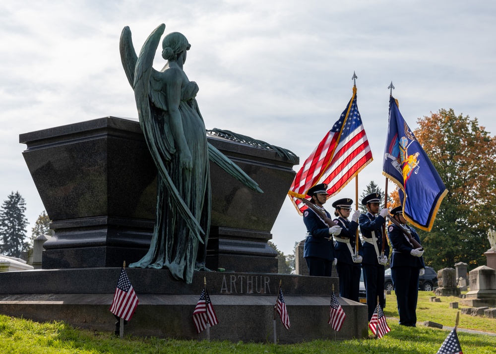 NY Air Guard Commander honors President Chester Arthur outside Albany, NY