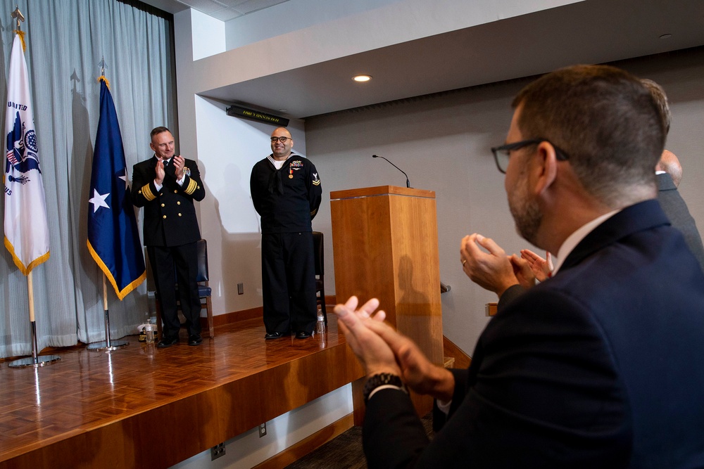 IT2 Thomas James Receives the Navy and Marine Corps Medal