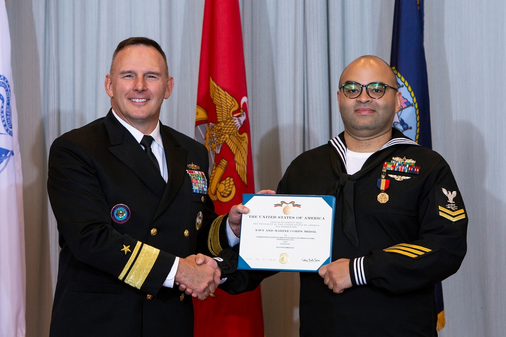 IT2 Thomas James Receives the Navy and Marine Corps Medal