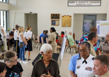 Joint Task Force-Red Hill leaders engage with local residents during the defueling open house.