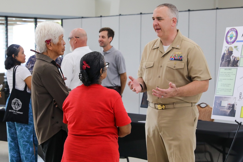 Joint Task Force-Red Hill leaders engage with local residents during the defueling open house