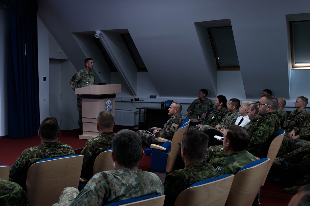 Task Force Marne commander focuses on interoperability, training with NATO allies during remarks at Baltic Defence College