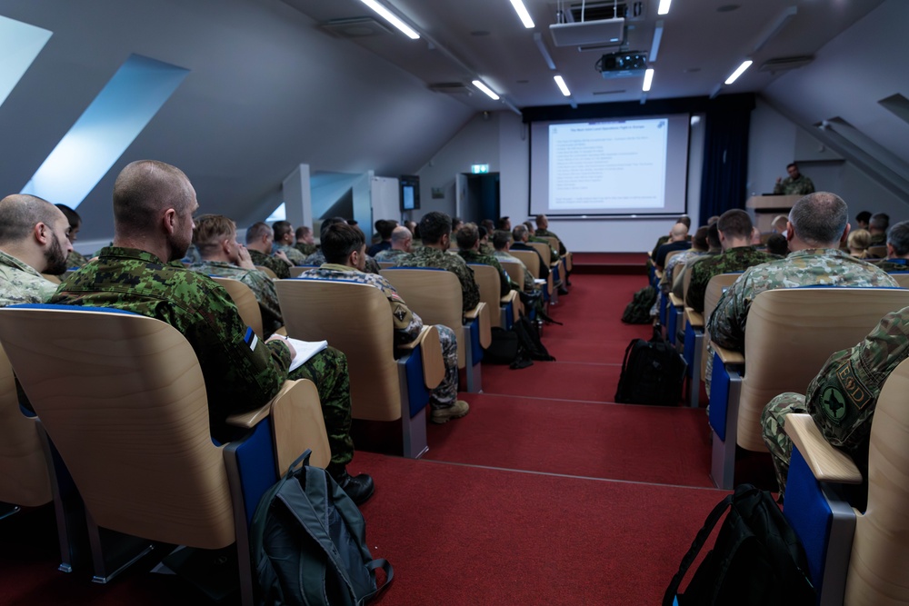 Task Force Marne commander focuses on interoperability, training with NATO allies during remarks at Baltic Defence College