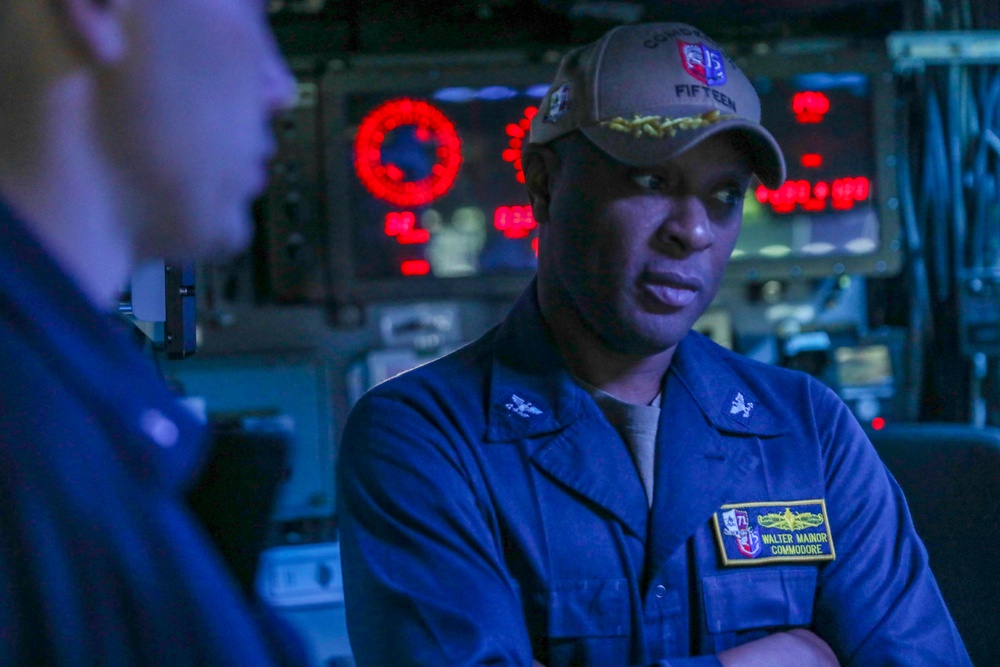 Commander, DESRON 15, Capt. Walter C. Mainor, visits USS Shoup (DDG 86)