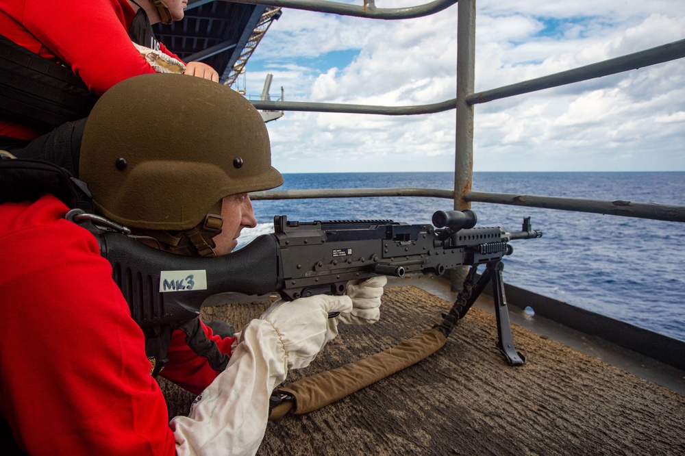 USS Ronald Reagan (CVN 76) Sailors train during a general quarters drill