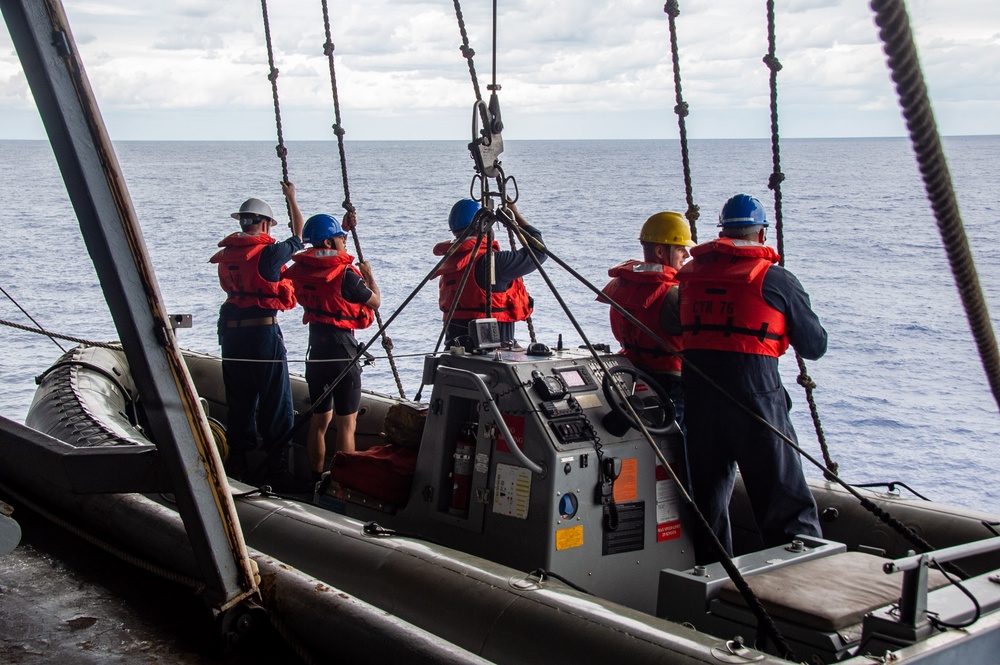 USS Ronald Reagan (CVN 76) Sailors conduct small boat operations