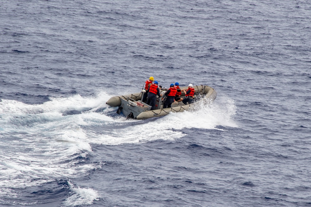 USS Ronald Reagan (CVN 76) Sailors conduct small boat operations