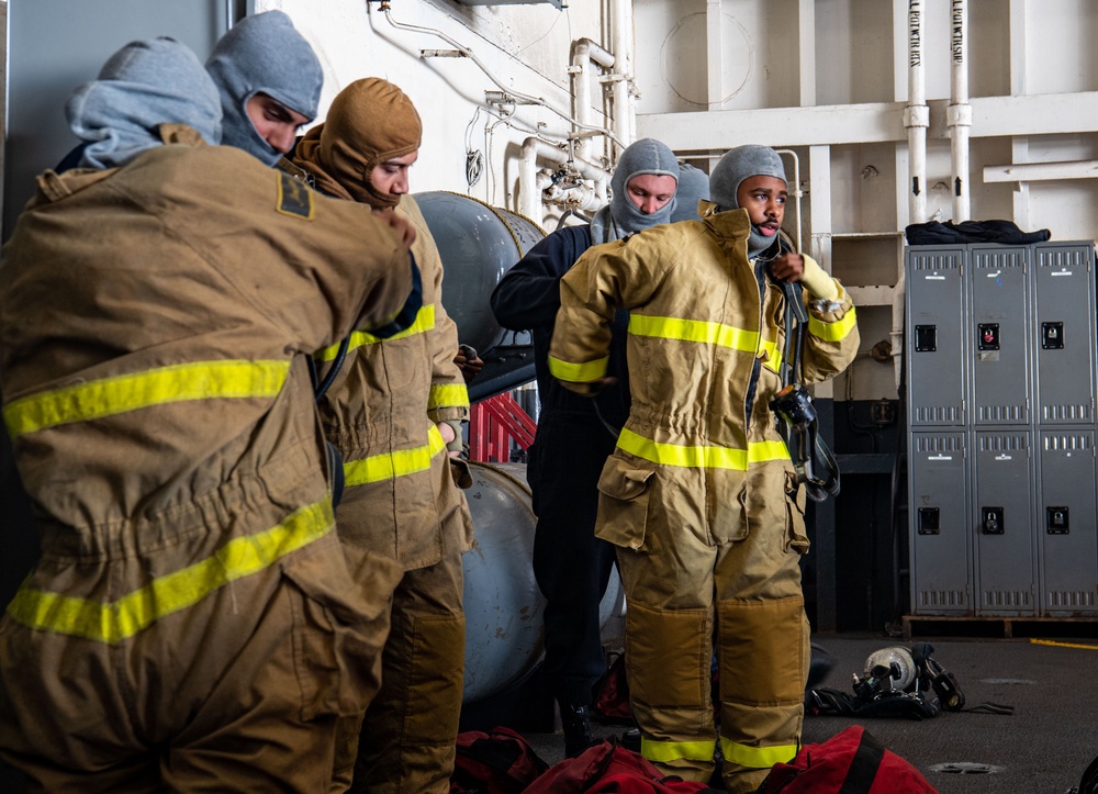 Sailors Prepare For  A Firefighting Drill