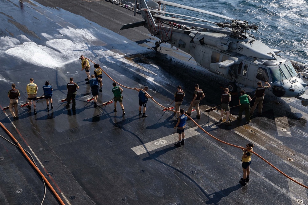 USS BATAAN FLIGHT DECK SCRUB