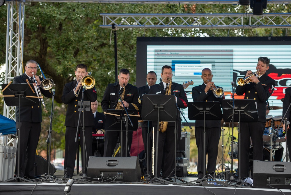The U.S. Navy Band Cruisers Latin Ensemble performs at Fiesta Baltimore 2023 in Patterson Park in Baltimore, MD