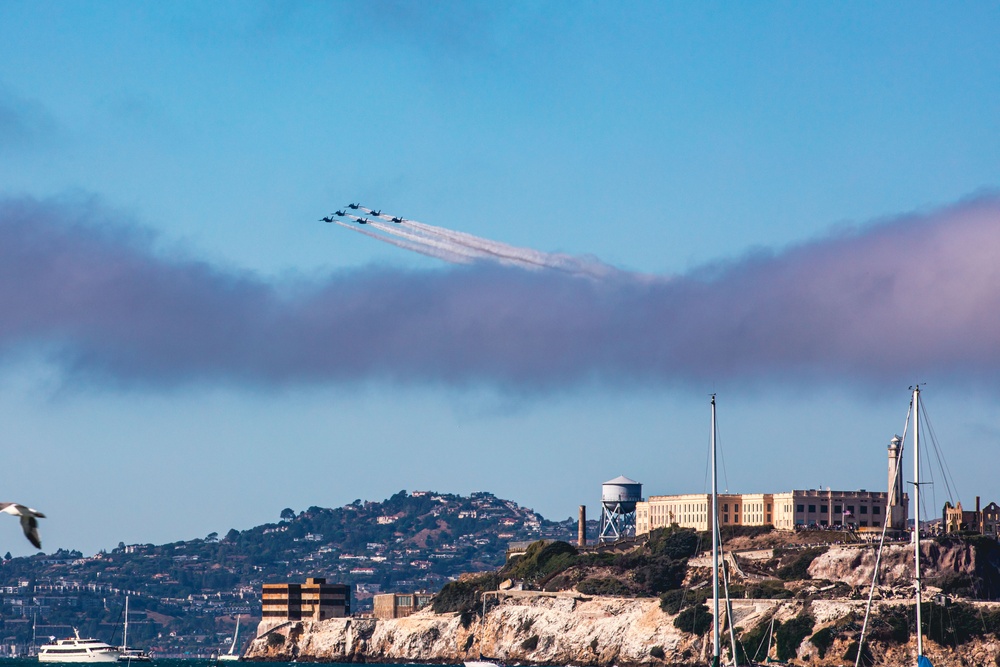 Blue Angels fly in formation over San Francisco