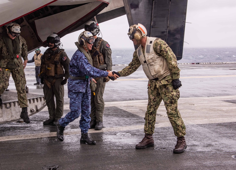 USS Ronald Reagan (CVN 76) hosts tri-lateral summit with U.S. 7th Fleet, JMSDF, and ROK-N