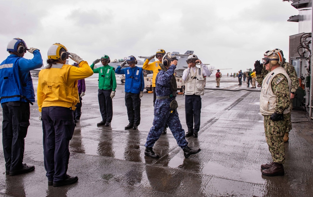 USS Ronald Reagan (CVN 76) hosts tri-lateral summit with U.S. 7th Fleet, JMSDF, and ROK-N