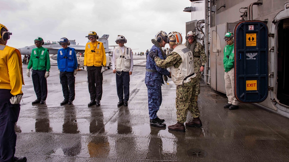 USS Ronald Reagan (CVN 76) hosts tri-lateral summit with U.S. 7th Fleet, JMSDF, and ROK-N