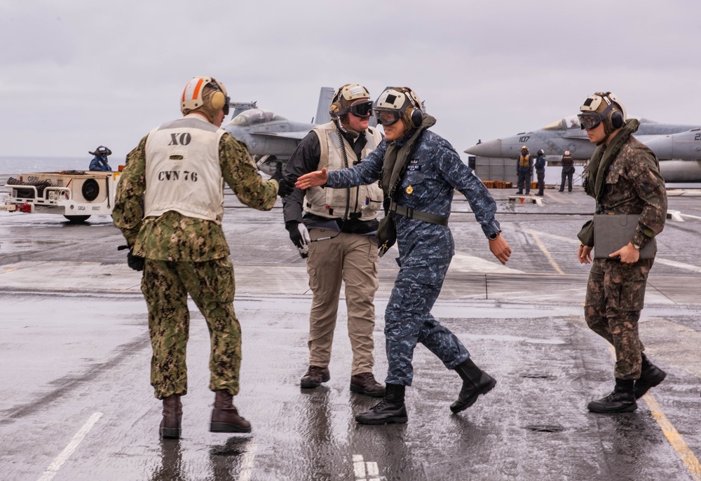 USS Ronald Reagan (CVN 76) hosts tri-lateral summit with U.S. 7th Fleet, JMSDF, and ROK-N