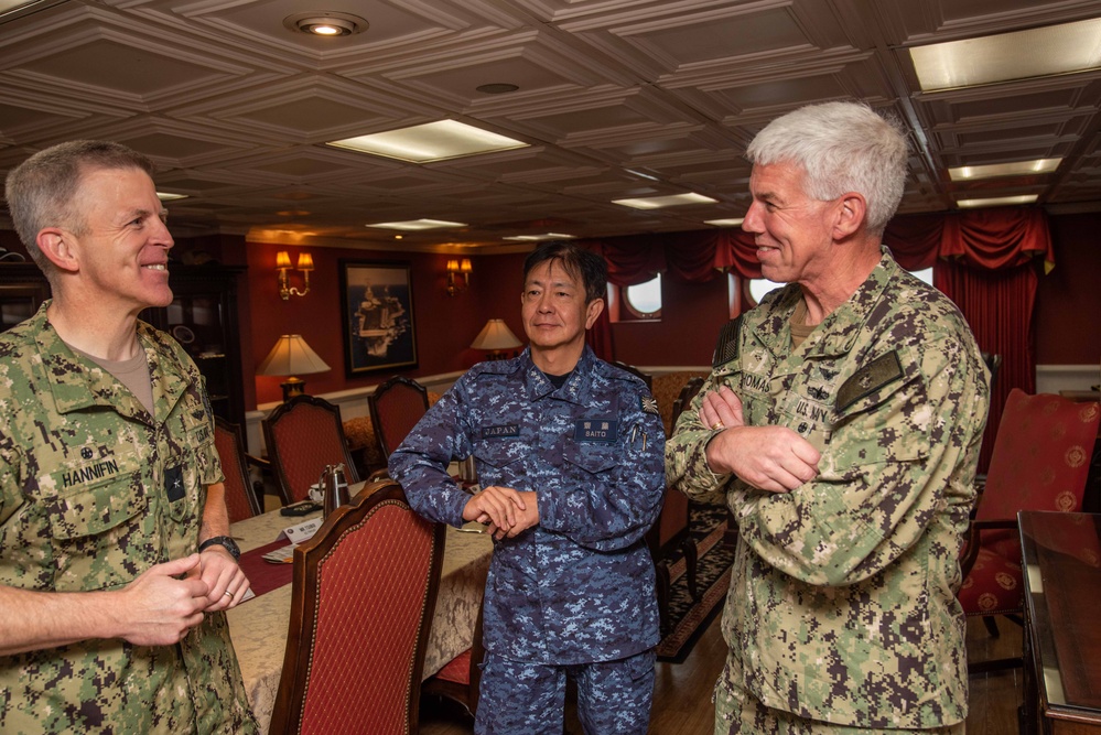 USS Ronald Reagan (CVN 76) hosts tri-lateral summit with U.S. 7th Fleet, JMSDF, and ROK-N
