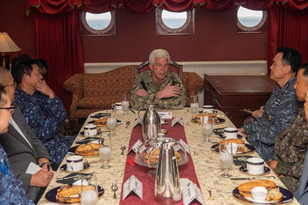 USS Ronald Reagan (CVN 76) hosts tri-lateral summit with U.S. 7th Fleet, JMSDF, and ROK-N