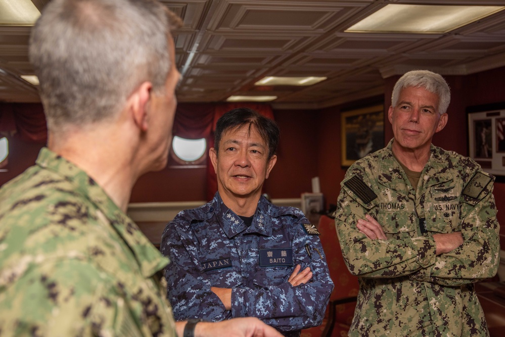 USS Ronald Reagan (CVN 76) hosts tri-lateral summit with U.S. 7th Fleet, JMSDF, and ROK-N