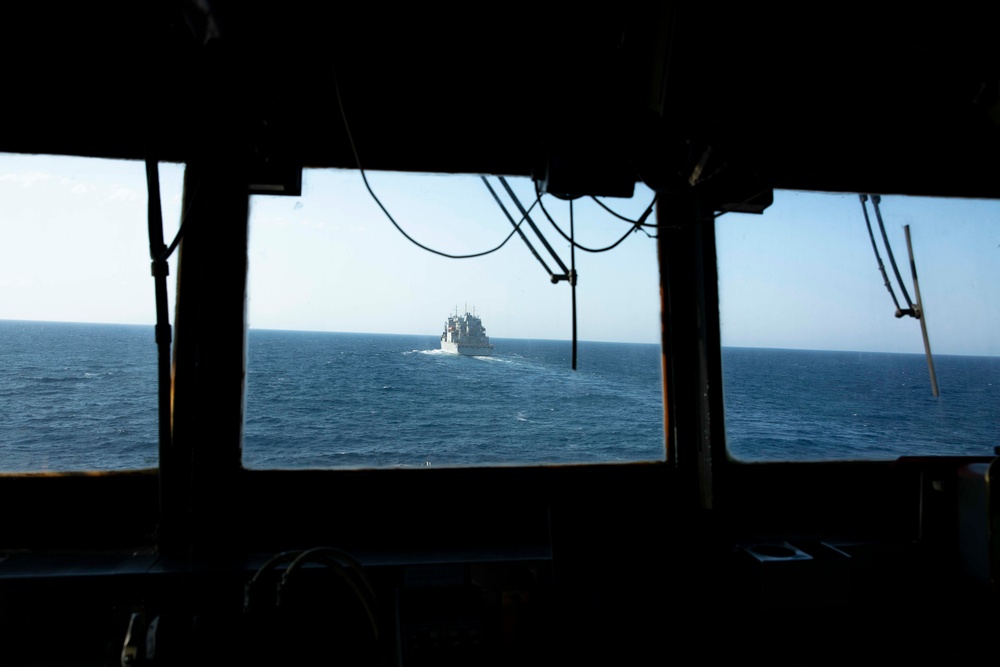 USS Normandy Conducts a Replenishment-at-Sea