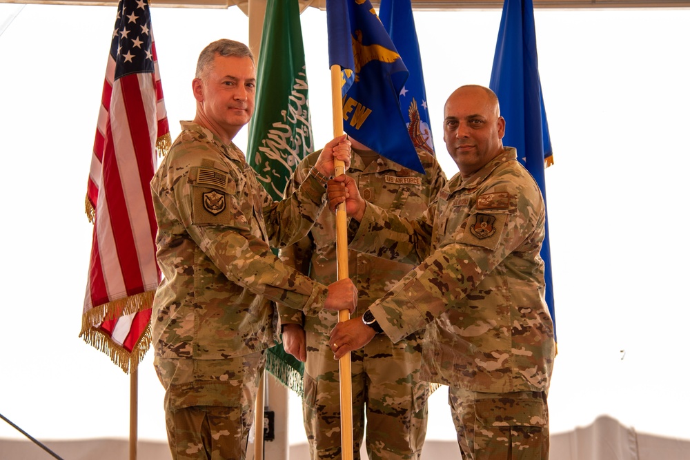 Changing of the guard: 378th AEW holds change of command ceremony